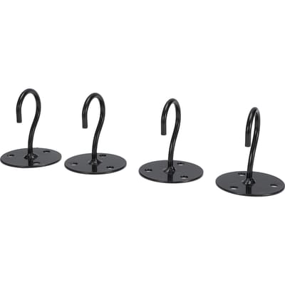 4pcs Crochets de Plafond Métal Maison Crochets Muraux pour Lanternes Pots de Fleurs Carillons ÉoliensNoir noir