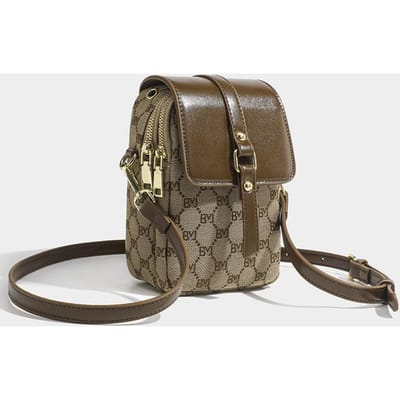 Zomer Mode Mini Telefoontas Verticaal Meerlaags Muntzakje Bedrukt Dames Tas Enkele Schouder Crossbody gray