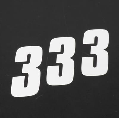 3 sticker autocollant numéro de course trois 3 blanc Blackbird 100x50 pour moto cross
