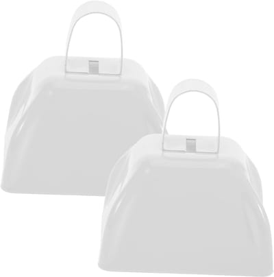 Handklokken Set - Luidruchtige Bellen - Sport Evenementen - Robuust Metaal - 2 Stuks - Wit