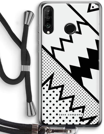 Case Company® - Hoesje met koord geschikt voor Huawei P30 Lite hoesje met Koord - Pop Art #5 - Telefoonhoesje met Zwart Koord - Bescherming aan alle Kanten en Over de Schermrand