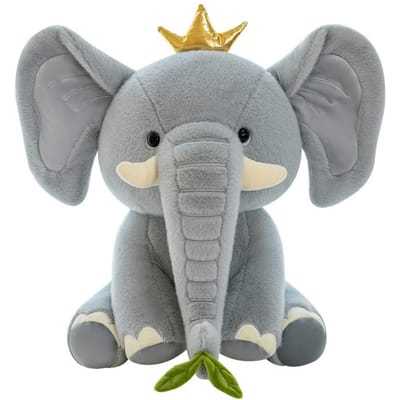 Schattige Olifant met Kroon Pluche Speelgoed Zacht Knuffeldier Pluche Knuffelkussen Voor Valentijnsdag Verjaardag Kerstcadeau Woondecoratie 20cm
