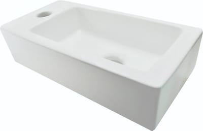 Wiesbaden Rhea S mini fontein links 36,5 x 18 x 9 cm keramiek mat wit