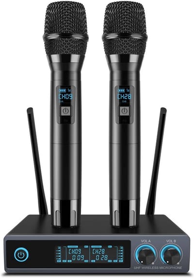 Draadloos Microfoon Systeem - Professionele Dual UHF Microfoon voor Karaoke, Feest, Vergadering en Optredens