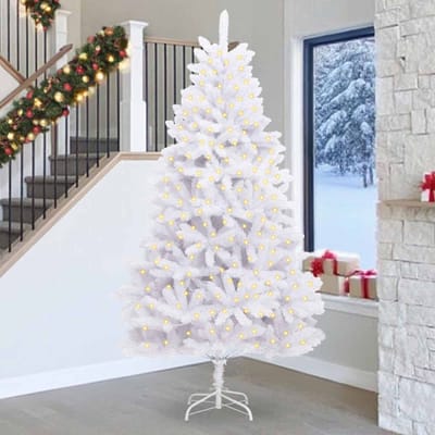 vidaXL - Kunstkerstboom - 300 - LED's - PVC - en - Staal - Wit