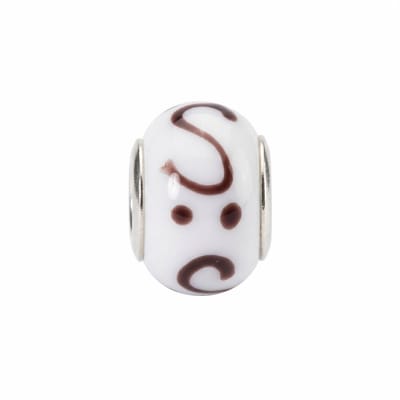 Quiges - Glazen - Kraal - Bedels - Wit - met - Bruine - Kunst - Bead Past op alle bekende merken - armband