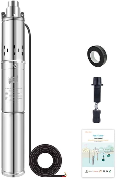 M-Goods - DC Zonne Dompelpomp 750W - Bronpomp 70mm - Diepwaterpomp op Zonne-energie - RVS Waterpomp - Solar Water Pump - Voor Bronput & Irrigatie