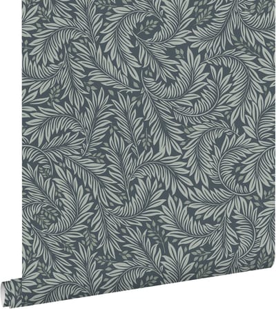 ESTAhome behang bladeren vergrijsd blauw - 50 x 900 cm - 131146