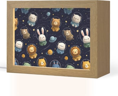 Nachtlampje 20x15 cm - Kinder lampje - Dieren - Sterrenhemel - Ruimte - Tafellamp kinderkamer - Slaapkamer lamp - Bedlamp kinderen - Kinderlampje stopcontact - Wandlamp babykamer - Nachtlampjes