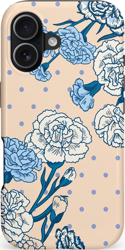 Casetastic hoesje geschikt voor Apple iPhone 17 - MagSafe - Dubbellaagse bescherming - Anjer elegantie - Fashion Case - Zand Lichtblauw