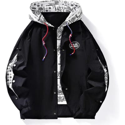 Cashew Bloem Hong Kong Stijl Nep Tweedelig Jasje Jeugd Honkbaluniform Jas met Capuchon Heren Herfst- en Winterjas Heren 4XL black