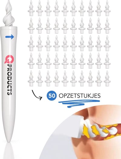 Qproducts Oorsmeer Verwijderaar Inclusief 50 Opzetstukken - Oorreiniger - Oorsmeerverwijderaar Spiraalvormig - q grips - qgrips - Oor Schoonmaken - Oorlepel - Ear cleaner - Earscratcher