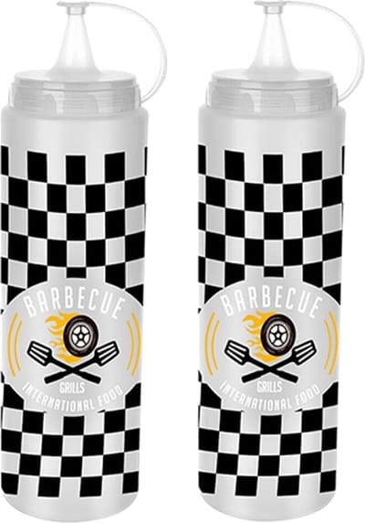 Concorde Saus doseerfles/knijpfles Barbecue - 2x - American Diner - 700 ml/70 cl/0,7 liter - kunststof
