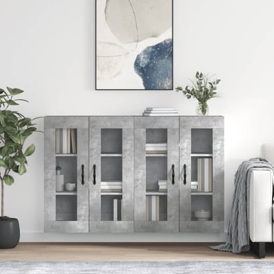 vidaXL - Hangkasten - 2 - st - bewerkt - hout - betongrijs