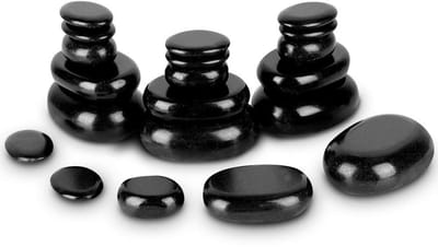 Dailygoods- Hot Stones Set van 20 - Massage Stenen voor Spa - Ontspanning/Rug/Voetmassage - Pijnverlichting - Natuurlijke Basalt - Verbeterde Bloedcirculatie - Massagestenen