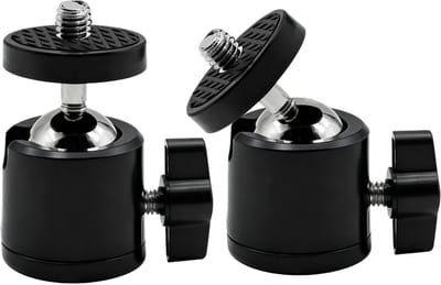 SnelShoppen - 2-Pack Mini Ball Head Tripod Hoofd 360° Rotatable 90° Tilting voor DSLR, Smartphone, LED Licht, Microfoon, Actiecamera, 1/4" Draad