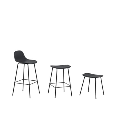 Muuto - Fiber barkruk - buisonderstel - zwart - frame zwart