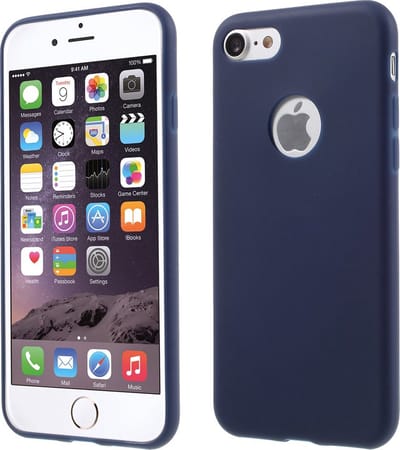 Peachy Effen blauw gekleurde silicone hoesje geschikt voor iPhone 7 8 Blauwe cover Blue case