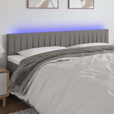 vidaXL - Hoofdbord - LED - 160x5x78/88 - cm - stof - donkergrijs