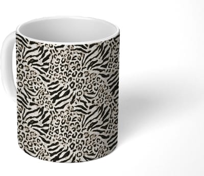 Mok - Koffiemok - Giraf - Zebra - Motief - Bruin - Mokken - 350 ML - Beker - Koffiemokken - Theemok