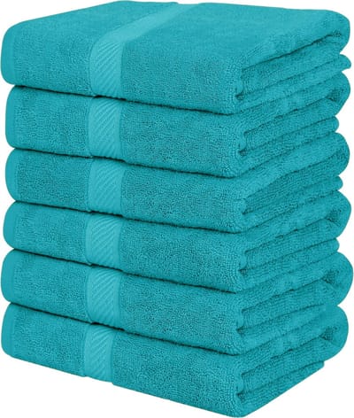 Unyqoos® Set van 6 Luxe Zachte Katoenen Badhanddoeken met Ophanglussen voor Optimaal Comfort