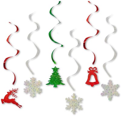 LUQ – Glitter Kerst Swirls – Hangdecoratie Kerstfeest – Glitter Slingers Kerstmis Party Swirls – Kerst Feest Versiering