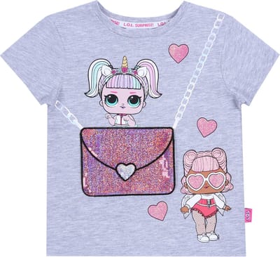 Grijs T-shirt met pailletten zakje L.O.L. Surprise