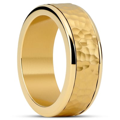 Enthumema | 8 mm Gehamerde Goudkleurige Fidget Ring