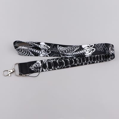 Lanières de téléphone Crâne pour Clés Sangle de cou Os pour Badge de Carte Porte-clés de Salle de Sport Cordelette Suspendue DIY Accessoires Porte-clés gray