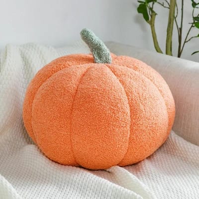 1 pièce 20 cm/28 cm Mignon et Créatif Peluche Citrouille Coussin de Siège Oreiller Style Nordique Populaire Oreiller Décoratif d'Été 20cm beige