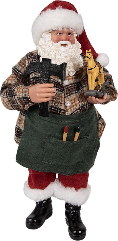 Clayre & Eef Beeld Kerstman 28 cm Groen Kunststof