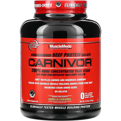 MuscleMeds, Carnivor, Bioengineered Beef Protein Isolate, Vanille Karamel, 4,2 lbs (1915,2 g)