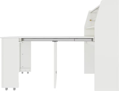 Uitschuifbare eettafel Wegwerp uitschuifbare tafel Eetkamer opbergkast met opbergruimte Rechthoekige salontafel Multifunctionele eettafel Wit