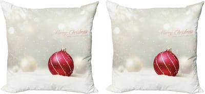 ABAKUHAUS Kerstkussenhoez set van 2, glitter met strep 50x50 cm, robijnrood