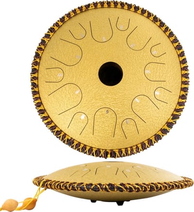 Stalen Tongdrum - Gouden Tongtrommel - 14 Noten - 30cm - Percussie Instrument - Handpan Drum met Accessoires