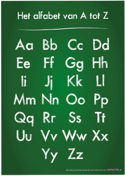 Educatieve poster (Posterpapier) - Taal alfabet groen krijtbord - 50 x 70 cm (B2)