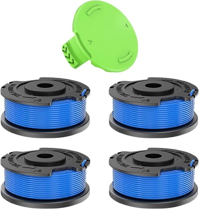 4 Stuks Grastrimmer Spoel Vervangingsdraad voor Diverse 18V, 24V, 40V en 60V Modellen - Diameter 1,65 mm, 4,9 m Draadlengte, Inclusief 1 Dop