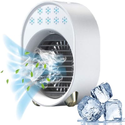Oplaadbare USB-airco / Draagbare aircoventilator / Verdampingskoeler voor kantoor / Stille bureau-airco met verlichting in 7 kleuren & 3 snelheden / Luchtbevochtiger & vernevelaar voor thuis