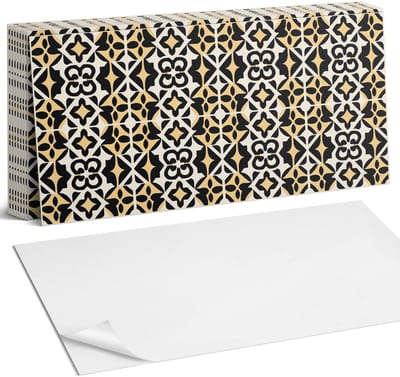 Coloray Plaktegels - Geometrisch patroon met motieven Zelfklevende Wandtegels - 40 cm x 20 cm - Zwart Plaktegels - 10 stuks - Rechthoek PVC Tegels - Plaktegels Badkamer - Vloertegels Zelfklevend - Vinyl Tegels Zelfklevend - Portugese Tegels