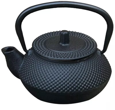 Kinghoff Gietijzeren Theepot met Filter - 0,3 Liter (KH1817) - Inclusief Suiker- en Theebakjes met Houten Deksels - Traditioneel Design met Moderne Functionaliteit