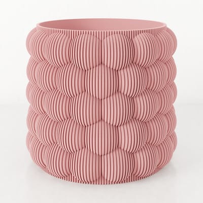 Fleuriek - Bloempot voor binnen - roze gestreepte plantenpot van bio plastic - Ø12 cm