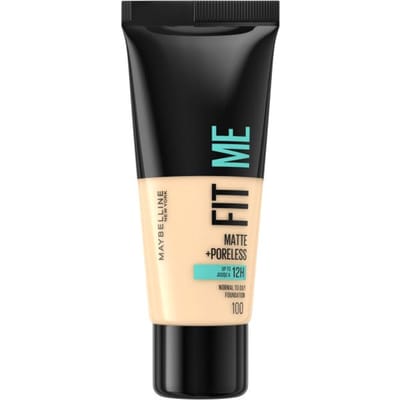 Maybelline New York - Fit Me Matte + Poreless Foundation - 100 Warm Ivory - Medium Dekkende Foundation met Matte Finish voor de Normale tot Vette Huid - 30 ml