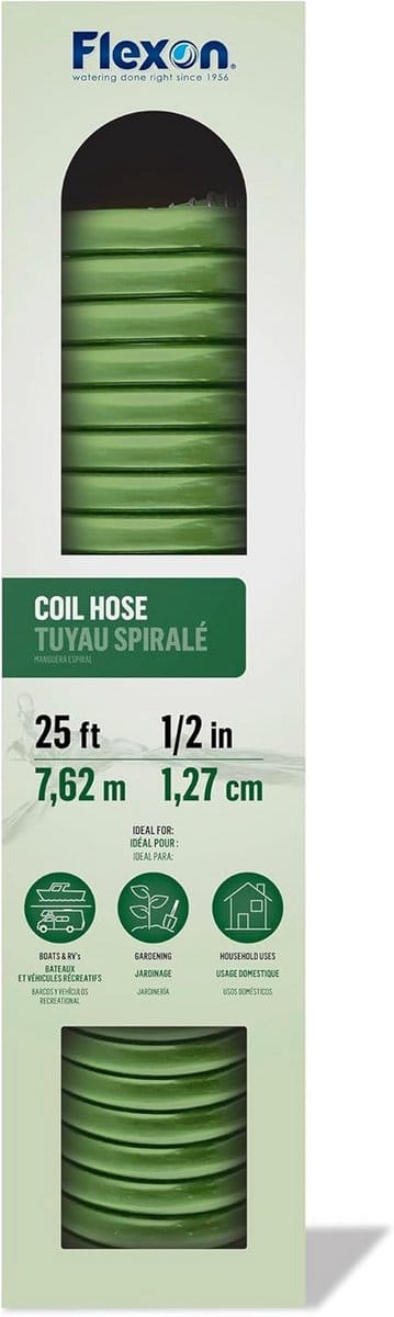 Tuinslang - Koil slang - Buiten water geven - Zelf oprollend - 25ft - Groen