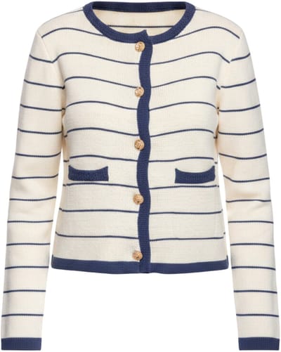 OMBRE Trui - Regular Fit - Katoen - Lange Mouw Beige / Marineblauw S