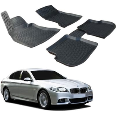 SCOUTT Tapis de sol 3D Caoutchouc Premium pour BMW 5 Série F10 - 2010-2017 - Noir noir