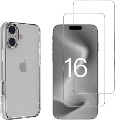 Hoesje Ultraslank geschikt voor iPhone 16 backcover siliconen Transparant en 2 stuks ScreenProtector Gehard Glas