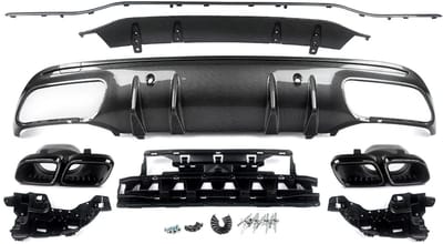 Achterbumper - Voor Mercedes C-Klasse W205 C63 AMG - Auto accessoires - Diffuser - Carbon Look - Met uitlaat tips