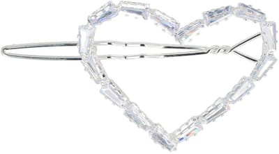 Haarsoires Haarspeld Haarclip 4cm - Hartje Facet Steentjes - Zilver - Hair Clip - Decoratieve Haaraccessoire