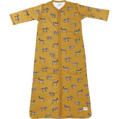 Meyco Zebra Animal winter baby slaapzak met afritsbare mouw gevoerd - 70 cm - Honey Gold