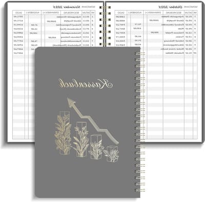 Spiraal financieel notitieboek met pijlontwerp in grijs, perfect voor budgettering en planning